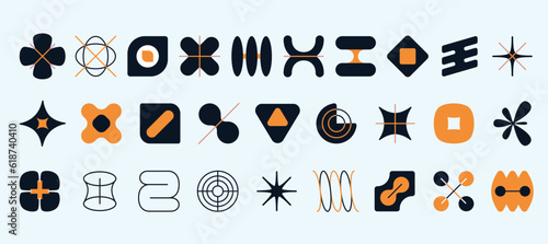 Abstract geometric shapes, brutalism elements