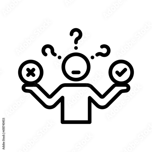 Black line icon for Decide