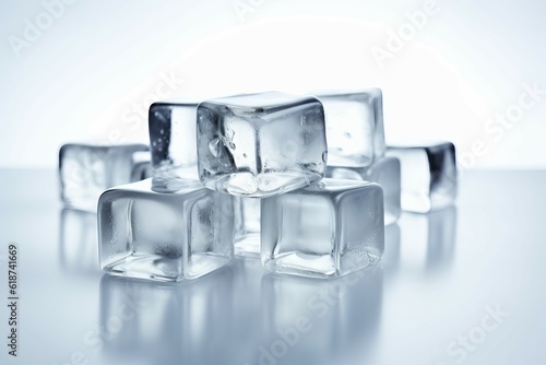 Smooth ice cubes background. Generate Ai