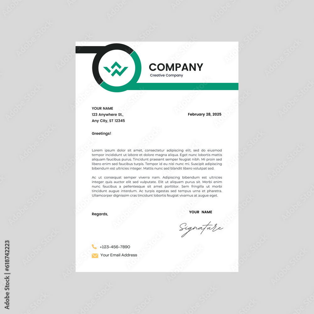 Fototapeta premium Minimal Corporate Letterhead Layout