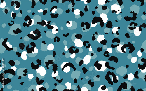 Abstract modern leopard seamless pattern. Animals trendy background. Blue and black decorative vector stock illustration for print  card  postcard  fabric  textile. Modern ornament of stylized skin