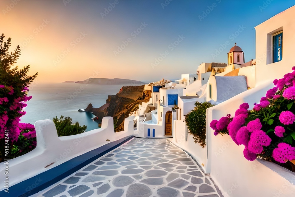 Santorini Greece travel photography - obrazy, fototapety, plakaty 