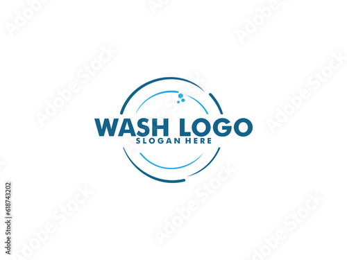 laundry icon washing machine logo design  for business clothes wash cleans modern template