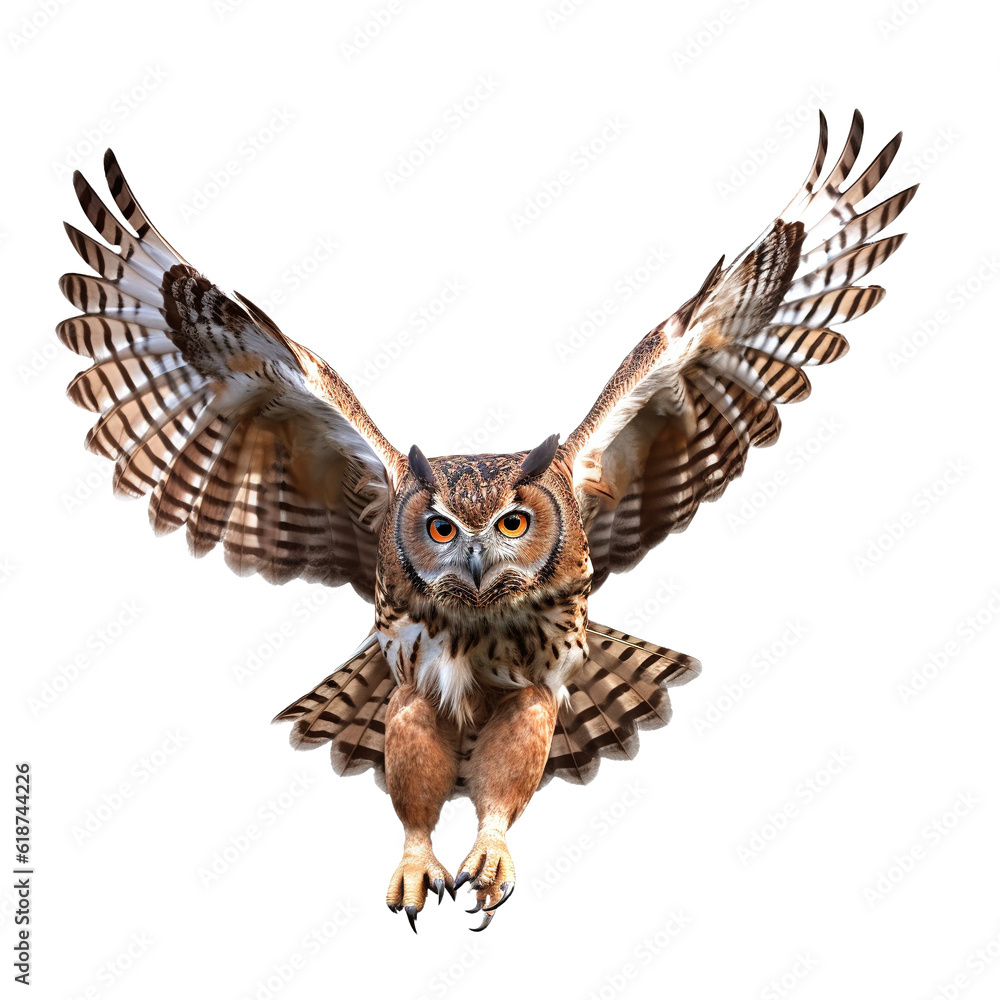 flying owl isolated flying owl isolated