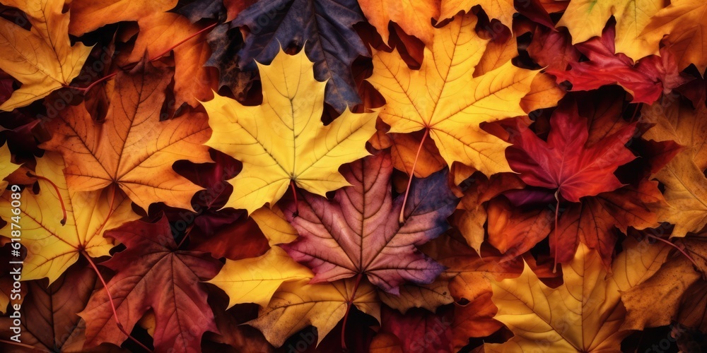 Autumn colorful leaves background, Falling leaves natural background, generative ai Autumn colorful leaves background, Falling leaves natural background, generative ai