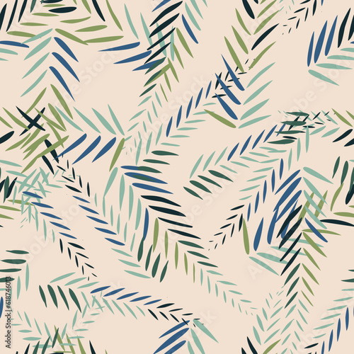 Scandinavian seamless doodle pattern with vintage leaves sketch.  For wrapping paper. Ideal for wallpaper, surface textures, textiles.