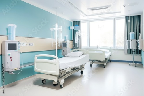 ventilation system in hospital room, providing clean and fresh air for the patient, created with generative ai © altitudevisual