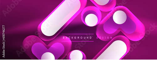 Neon circle abstract background. Template for wallpaper, banner, presentation, background