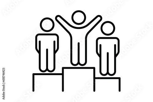 Winners icon. people with podium. icon related to winner  success  victory. Line icon style design. Simple vector design editable