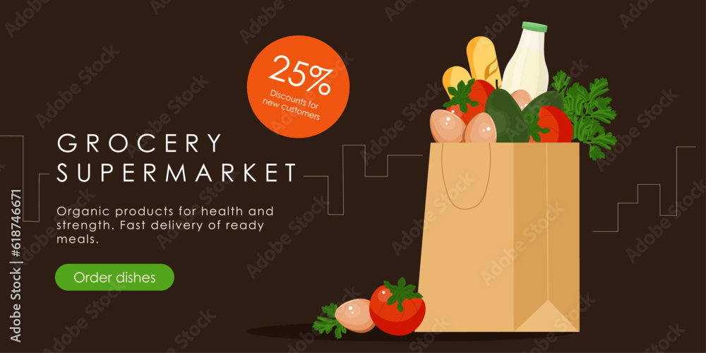 Vegetables in a bag, grocery store, food, food delivery, online grocery shopping