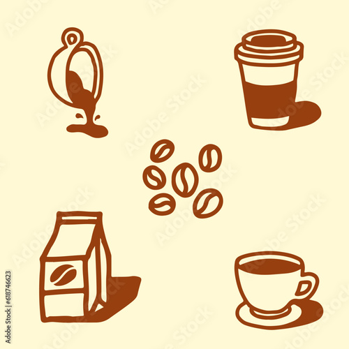 Coffee sketch icons set