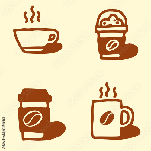 Coffee sketch icons set