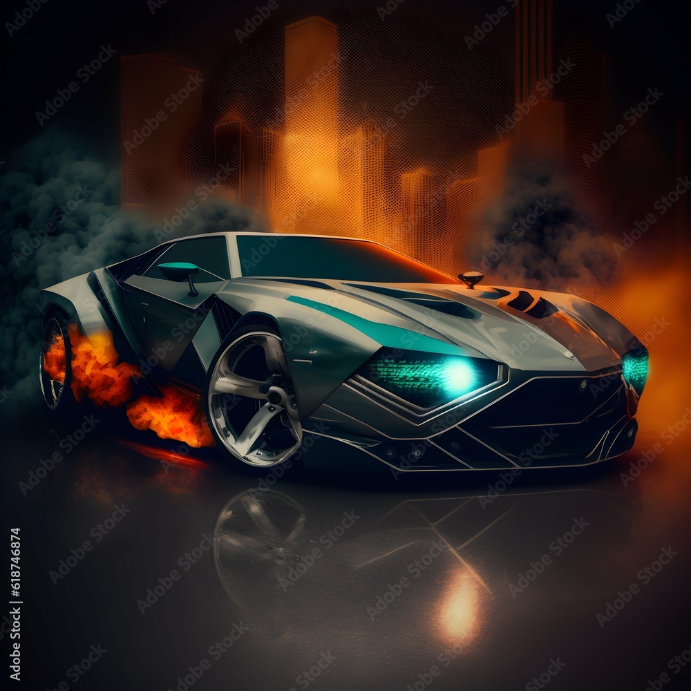 supercar in abstract background no text smokey realistic 