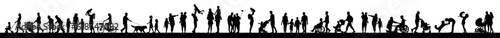 Family recreation adults teenagers kids children having fun outdoor in park silhouettes.	