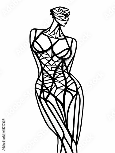 LINE DRAWING WOMAN ART AI generated