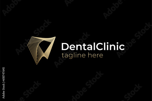 Luxury elegant dental logo vector line art style fit for dental clinic, tooth care, and dentist logo design