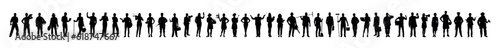Silhouettes set collection of people different professions standing in a row.