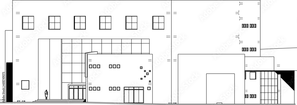 Vector sketch illustration of detailed architectural design of auditorium hall, music and dance performance hall Vector sketch illustration of detailed architectural design of auditorium hall, music and dance performance hall