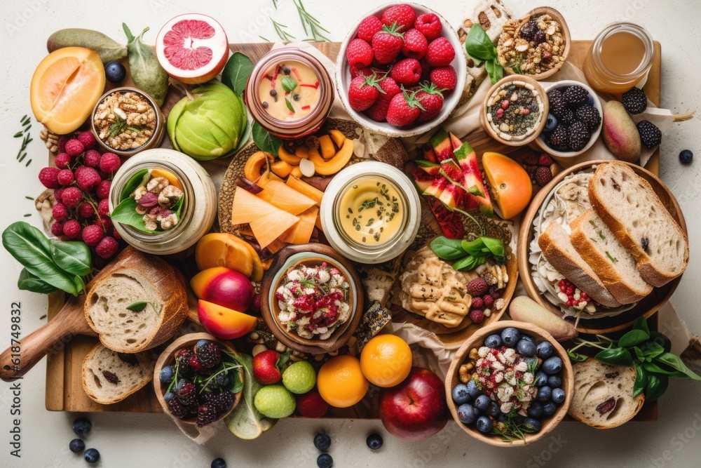 platter of colorful and creative zero-waste lunches, perfect for work or school, created with generative ai platter of colorful and creative zero-waste lunches, perfect for work or school, created with generative ai