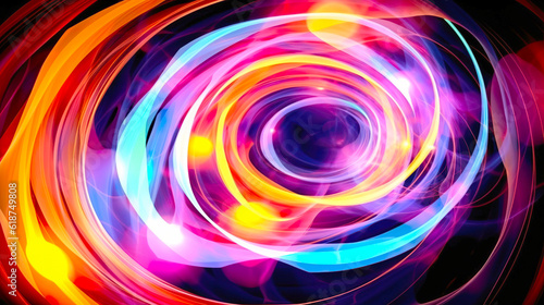 A colourful glowing light ring royalty photo, in the style of playful streamlined forms, digital art, spiral group, transparent layers