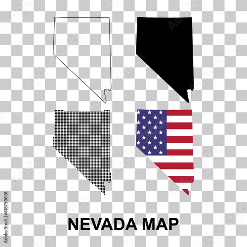 Set of Nevada map shape, united states of america. Flat concept icon symbol vector illustration