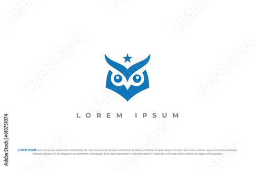 logo owl star color blue animal bird