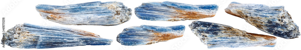 Macro mineral stone kyanite on a white transparent background close-up
