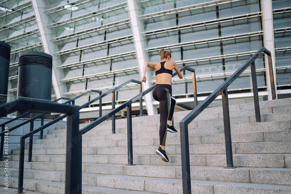 Slim woman doing exercises outdoors in the morning. Sport, Active life, sports training, healthy lifestyle. Slim woman doing exercises outdoors in the morning. Sport, Active life, sports training, healthy lifestyle.
