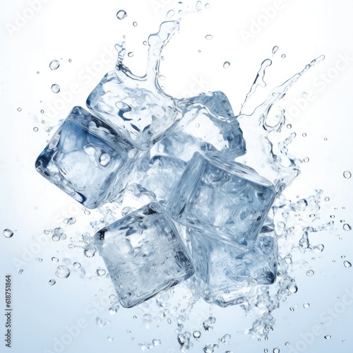 Icecubes background, ice cube texture, ice wallpaper It makes me feel fresh and feel good. In the summer, ice and cold drinks will make us feel relaxed, Made for beverage business. Generative AI © Charisia