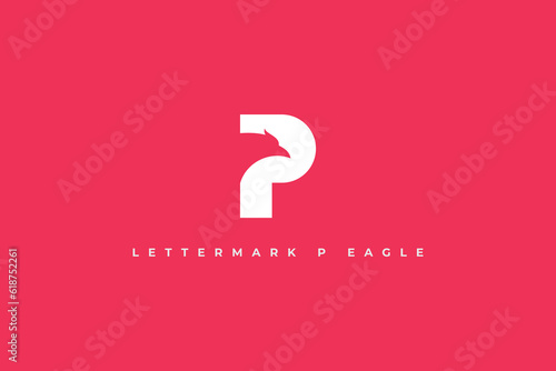 logo letter p eagle falcon silhouette