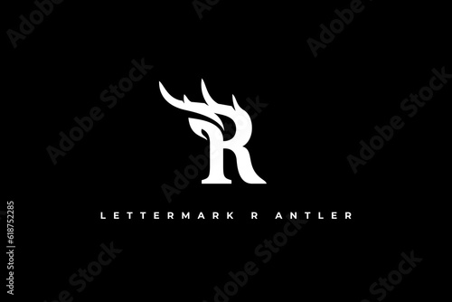 logo letter r antler deer stag