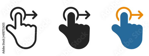 Gesture right flat vector icons set