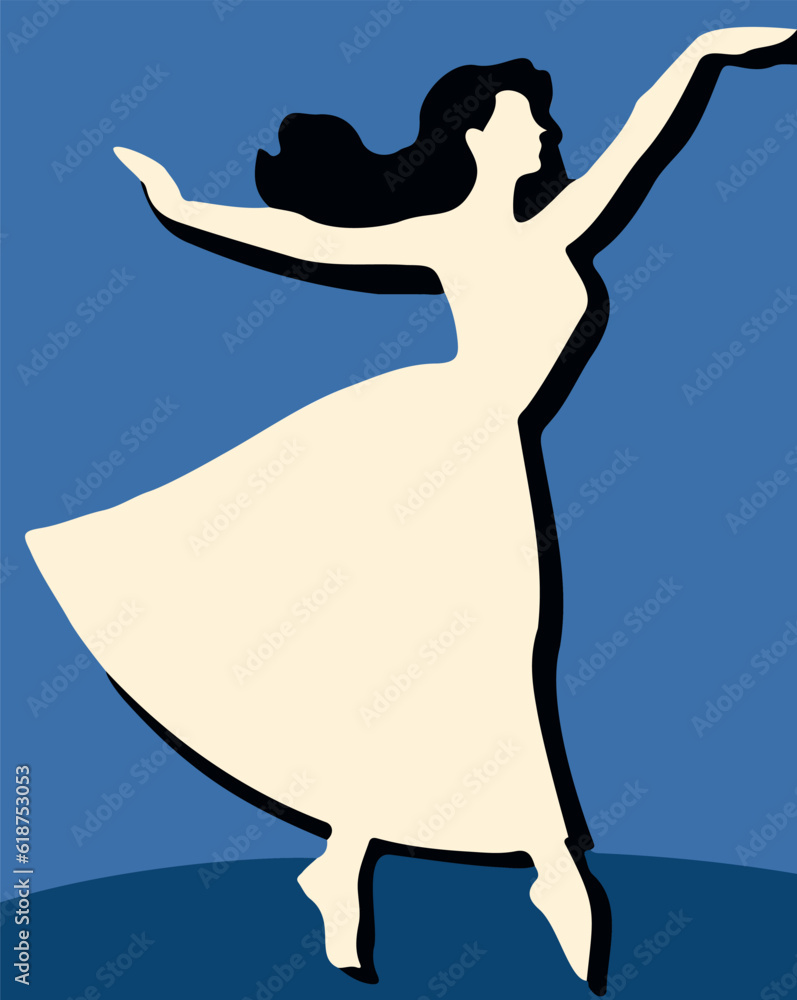Vector of female dancing in blue background Stock Vector | Adobe Stock