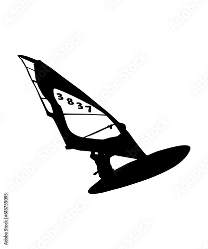 Vector of a person windsurfing on a white background