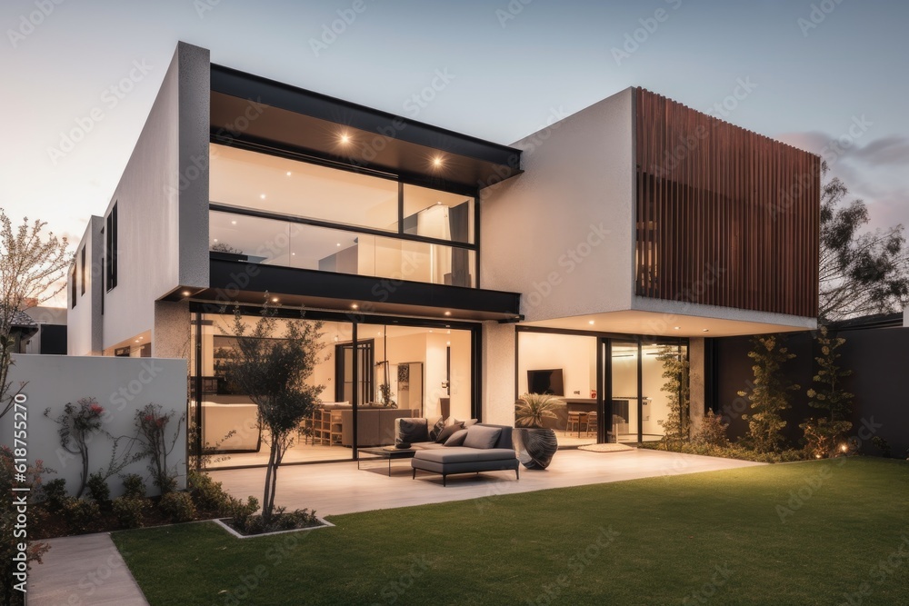 modern house with sleek exterior, featuring minimalist details and contemporary design, created with generative ai modern house with sleek exterior, featuring minimalist details and contemporary design, created with generative ai