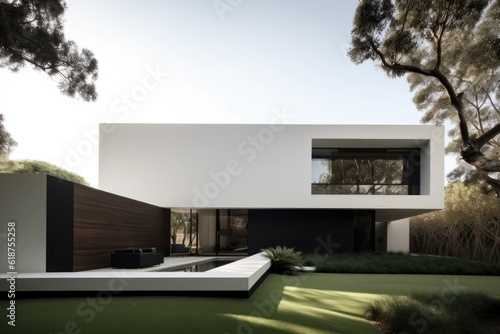 a minimalist exterior with sleek lines and modern accents, created with generative ai