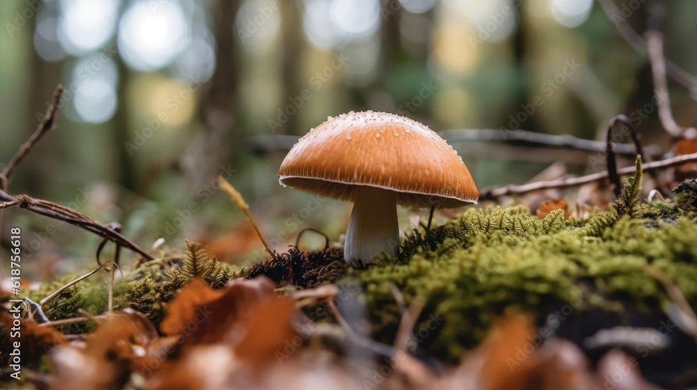 Close-up of mushroom growing in  a forest