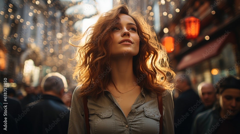 wide angle stock photo of beautiful young stylish woman wide angle stock photo of beautiful young stylish woman