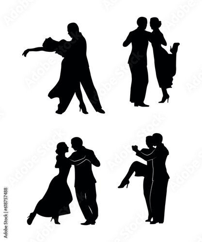 Dance people silhouette vector