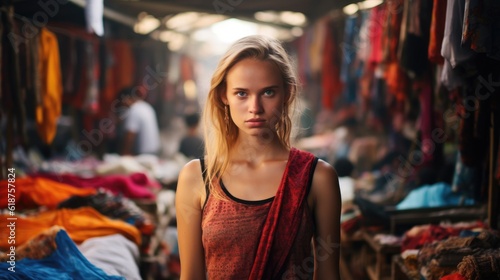  young creative woman at a street market