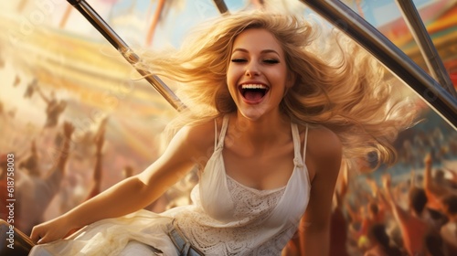 Happy woman laughing on a sunny day