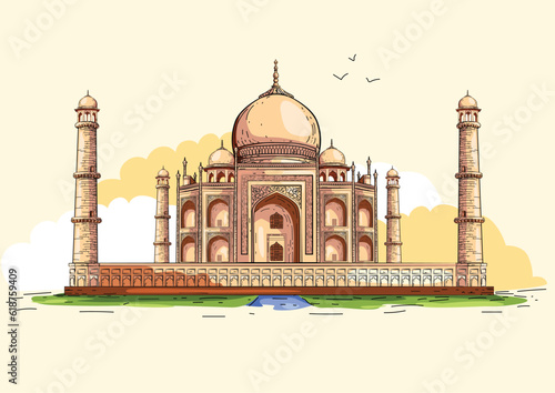 Taj mahal abstract vector illustration design