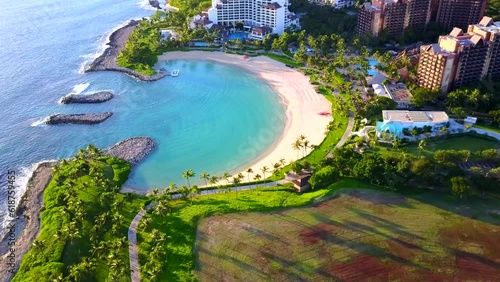 Aerial video of the sea shore, Kaanapali, Maui County, Hawaii, United States