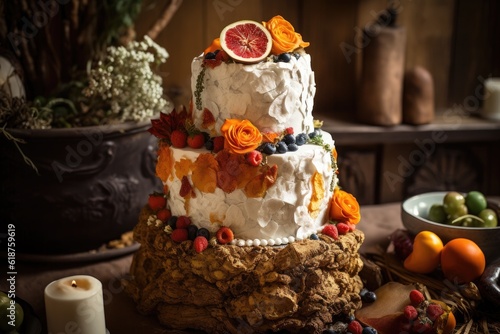 rustic wedding cake with sweet and savory flavors  created with generative ai