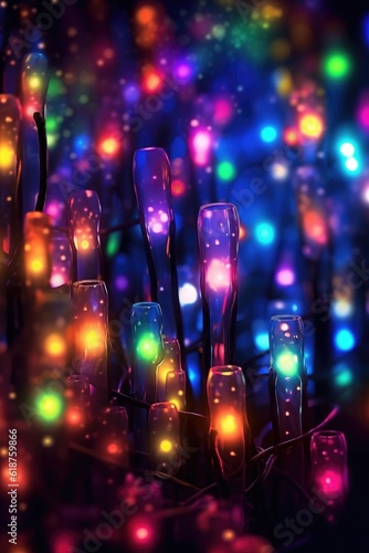 bokeh effect with multicolored lights, created with generative ai