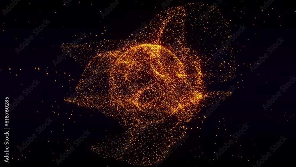 Abstract of golden sparks with flames isolated on black background for intro and wallpaper