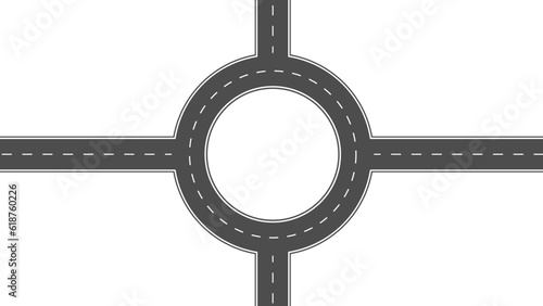 Roundabout road vector illustration. Asphalt street top view
