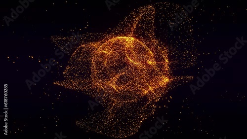 Abstract of golden sparks with flames isolated on black background for intro and wallpaper