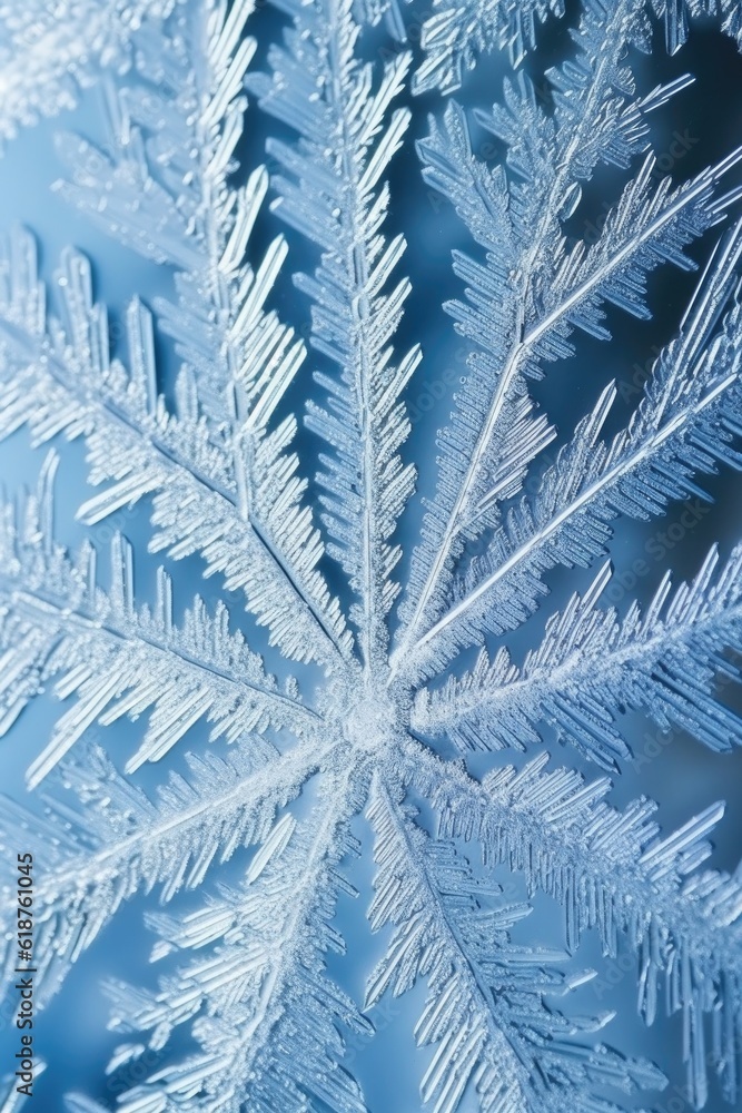 macro shot of intricate ice crystal patterns, created with generative ai