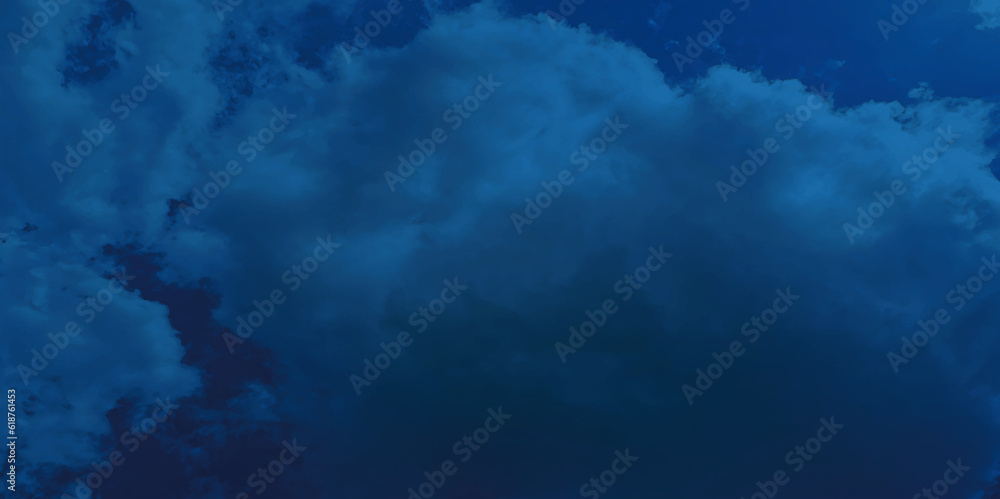 Abstract watercolor cloud background . Grunge wallpaper of blue sky with white clouds . Summer heaven bright cloudscape .